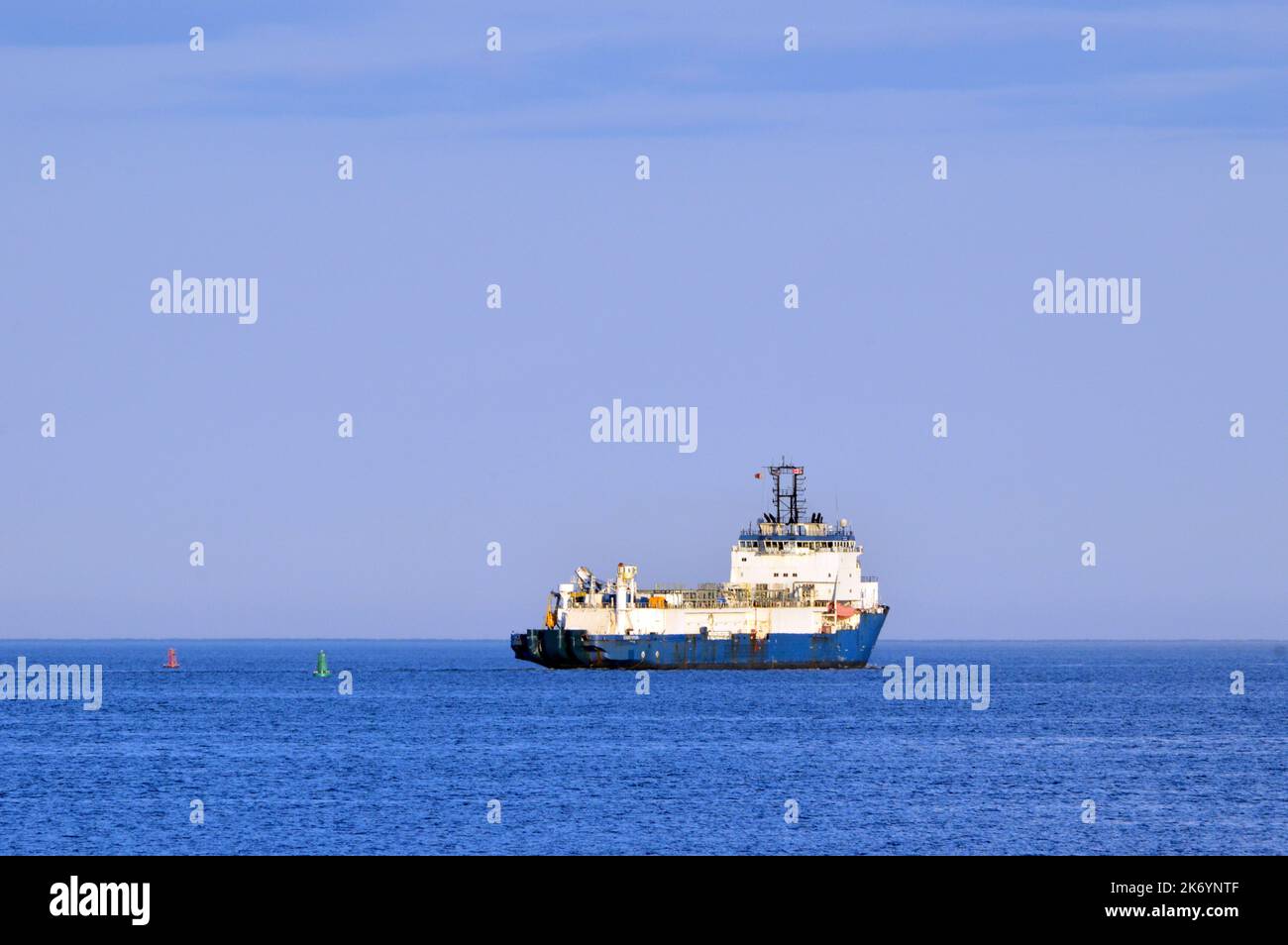 The offshore supply ship ENDEAVOUR (IMO number 9203306) in Halifax Harbour, Nova Scotia, Canada