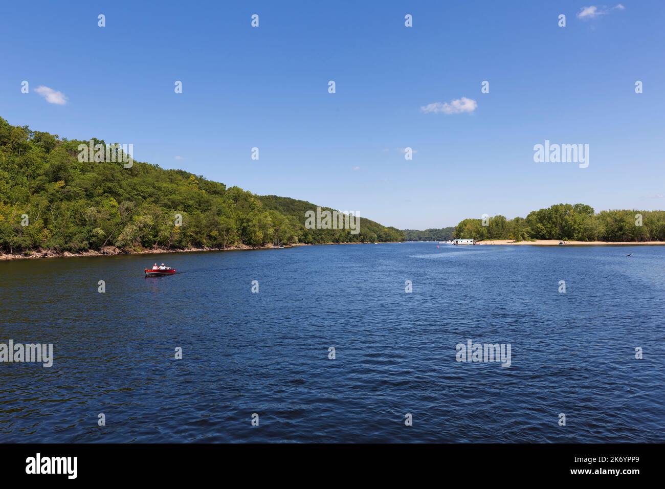 Boating through Kinnickinnic Narrows, St Croix River, Wisconsin and