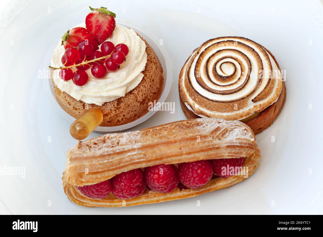 Three appetizing pastries on a white background Stock Photo