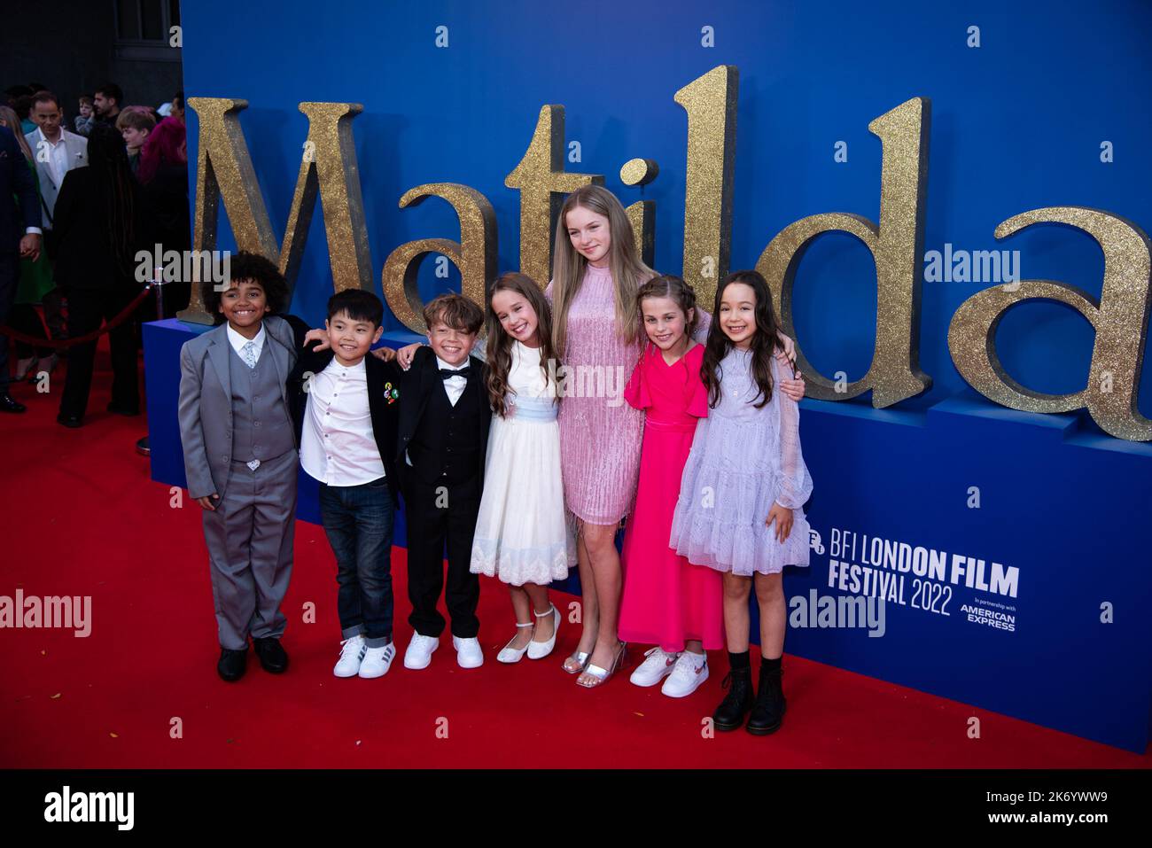 Alisha Weir (C) and fellow cast members attend Roald Dahl's "Matilda