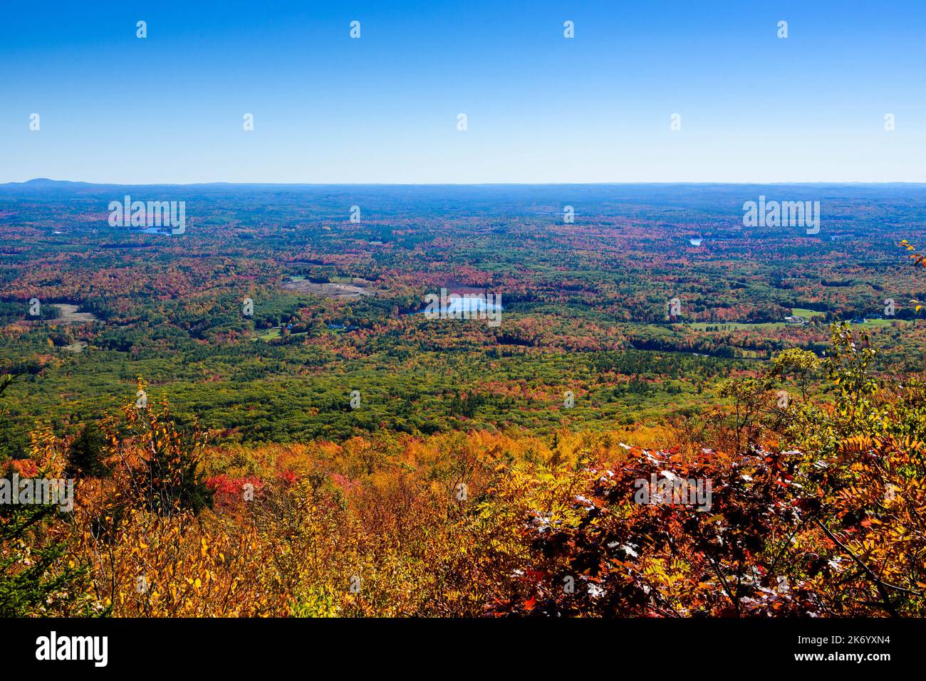 New Hampshire landscape and fall colors on the slope of mount Monadnock Stock Photo