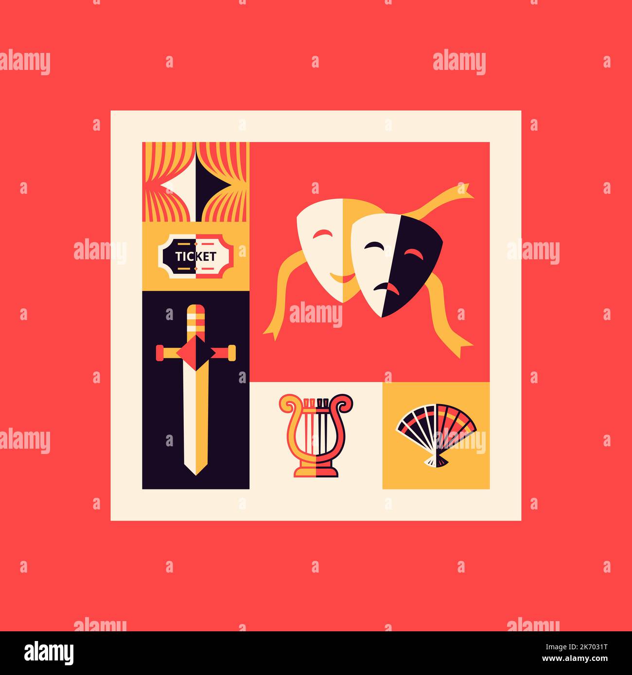 Theater flat symbols stock vector image art alamy