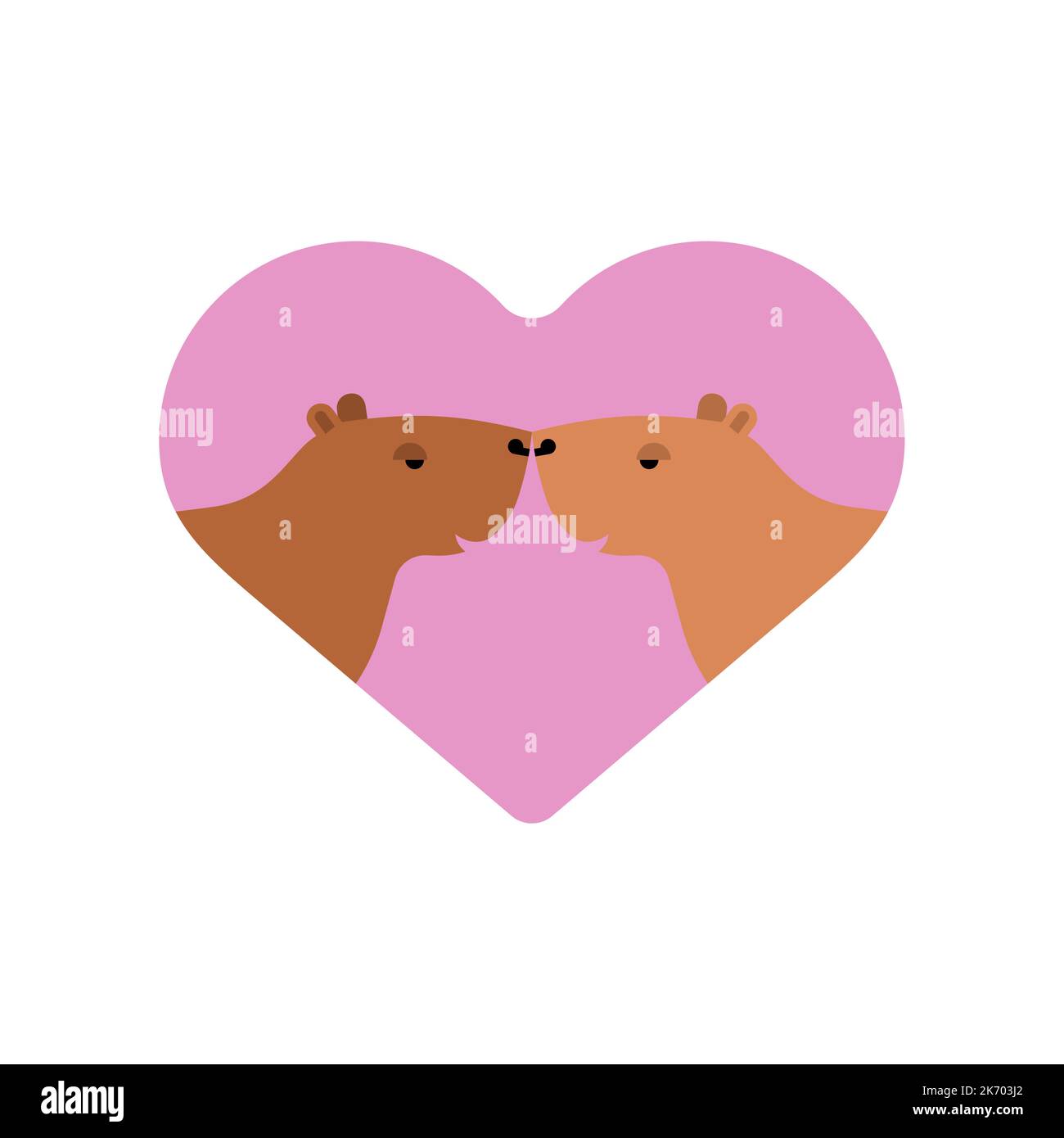 Capybara love. guinea pig and heart. Vector illustration Stock Vector