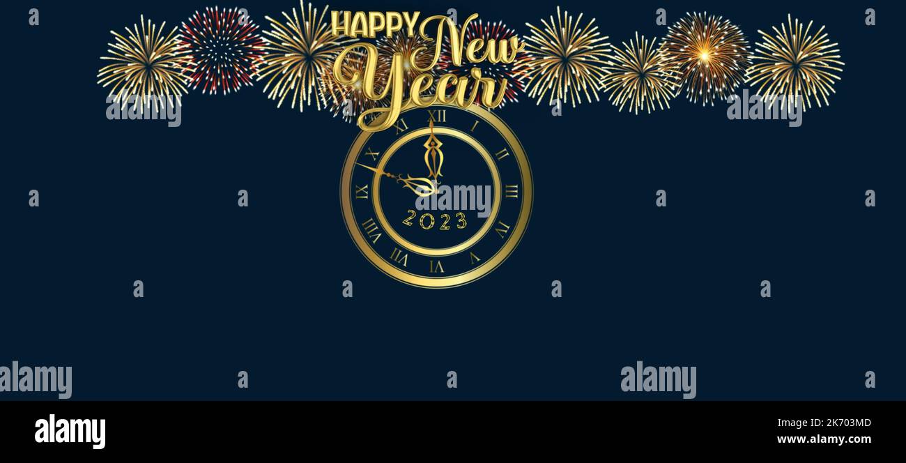 Happy new year 2023 greeting card with bokeh lights, fireworks and ...