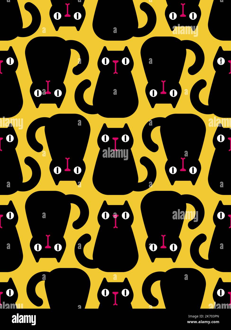 Black cat Pattern seamless. Pet Background. Baby fabric texture Stock Vector