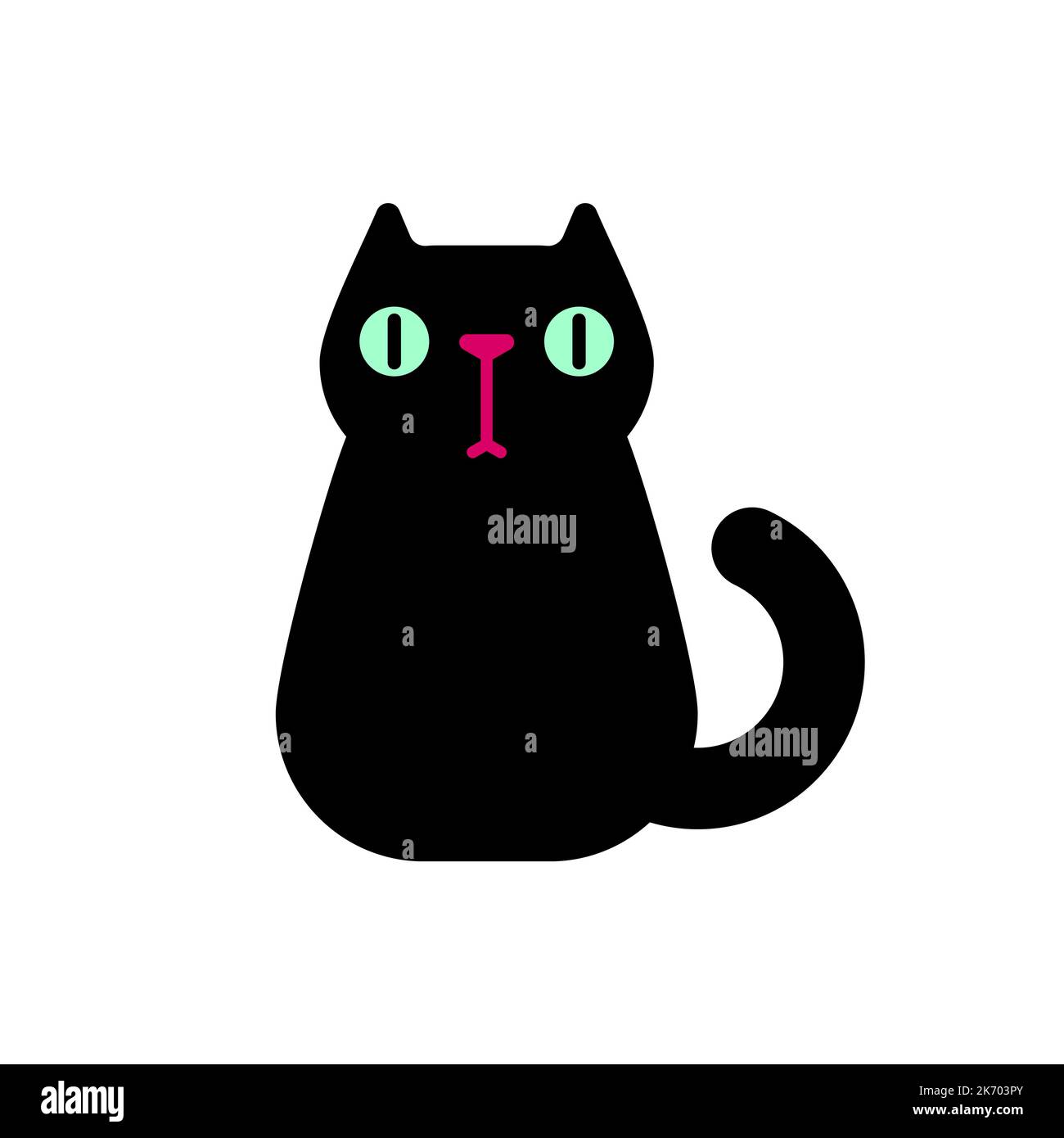 Black cat cartoon isolated. Pet Vector illustration Stock Vector