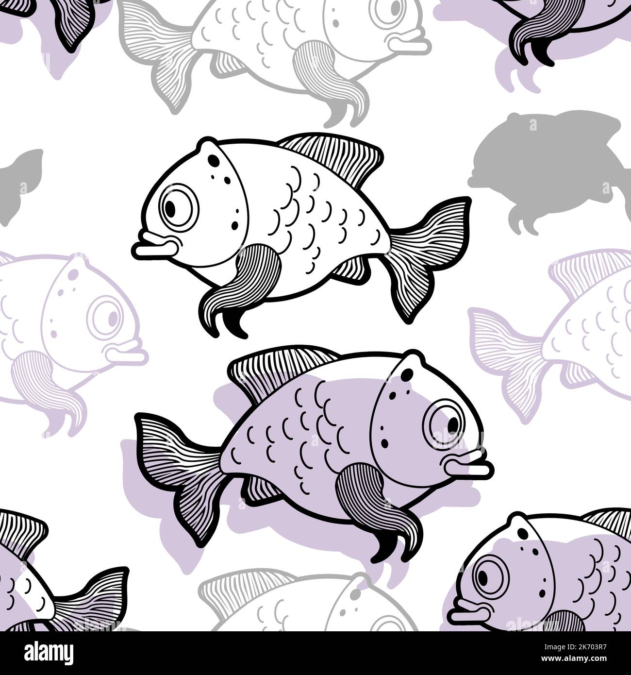 Fish Pattern seamless. Carp Background. Fishes Baby fabric texture Stock Vector