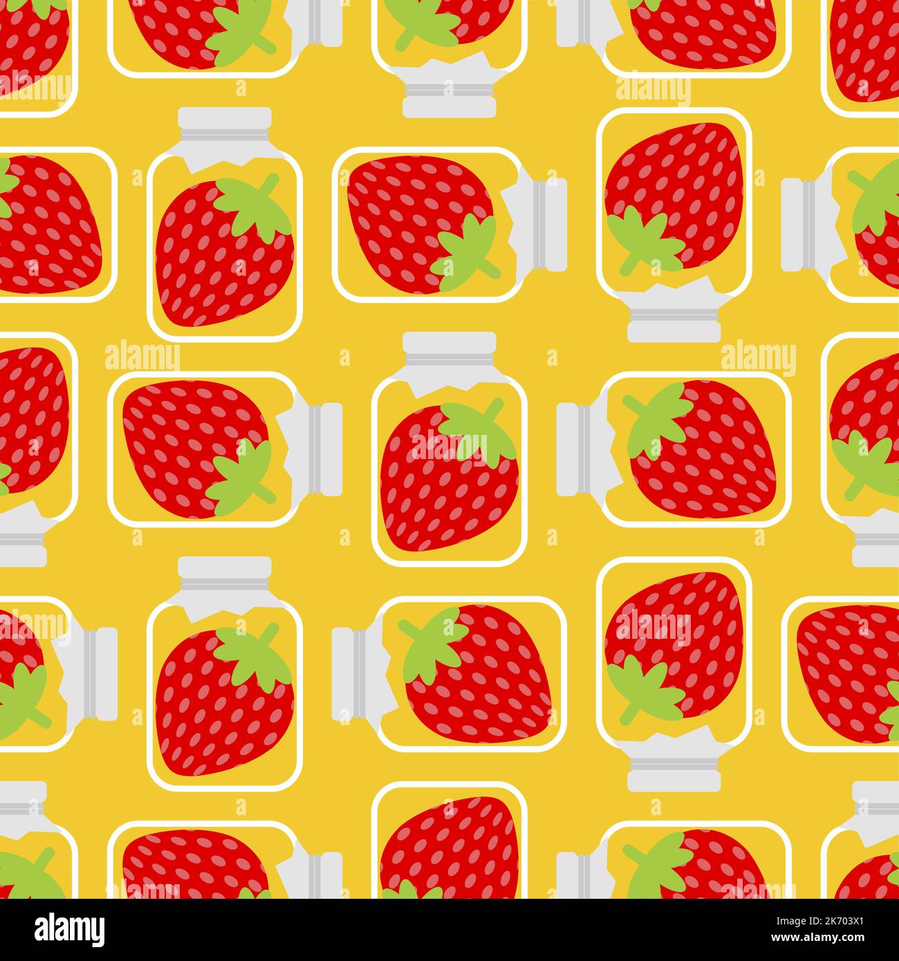 Jar with strawberry jam Pattern seamless. Vector texture Stock Vector
