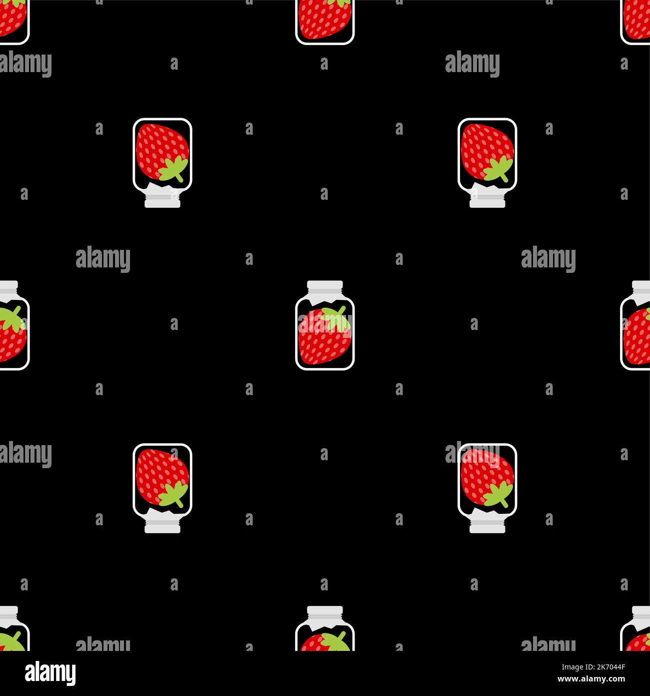 Jar with strawberry jam Pattern seamless. Vector texture Stock Vector