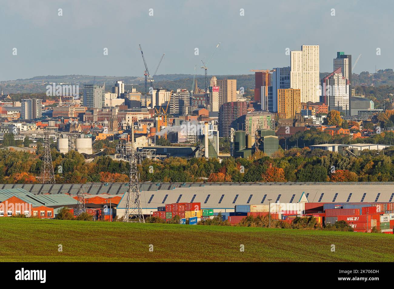 A view of Leeds City Centre with the arena quarter cluster of buildings