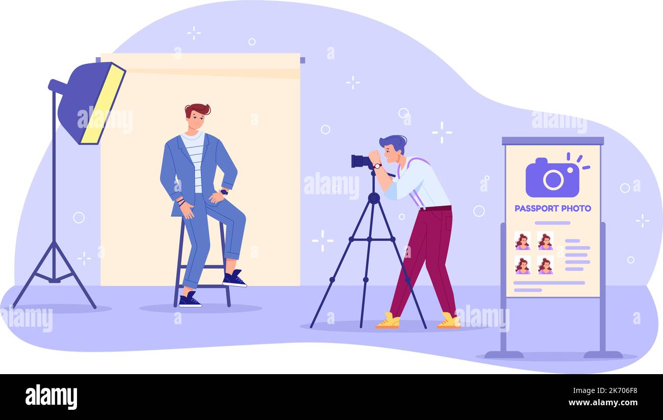 Shooting photo for documents. Photographer shoot photo portrait image