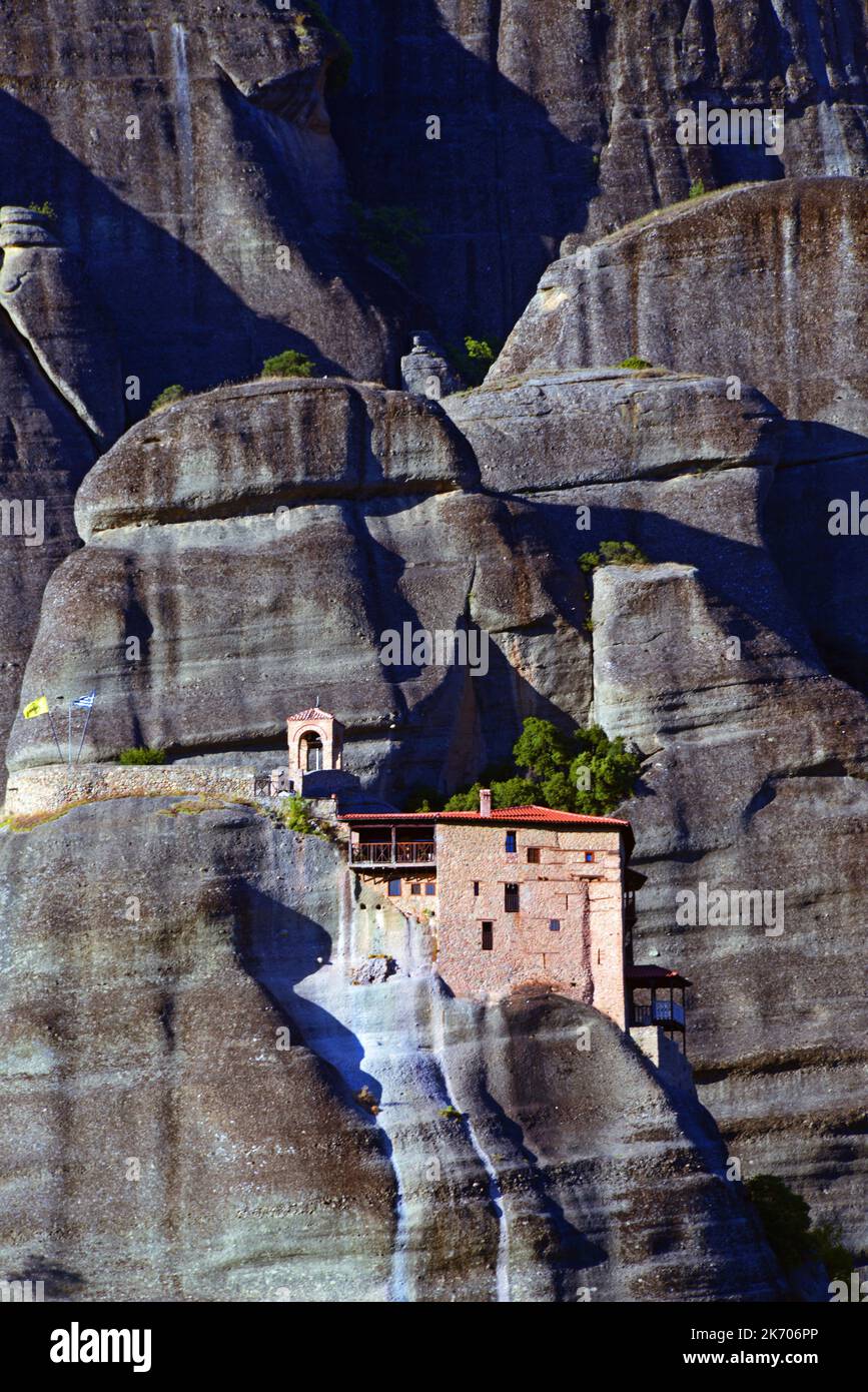 Greece, Thessalie, The Meteors, the monastory Agios Nikolaos Anaupausas also called Saint Nicolas Reposant. Unesco world heritage Stock Photo