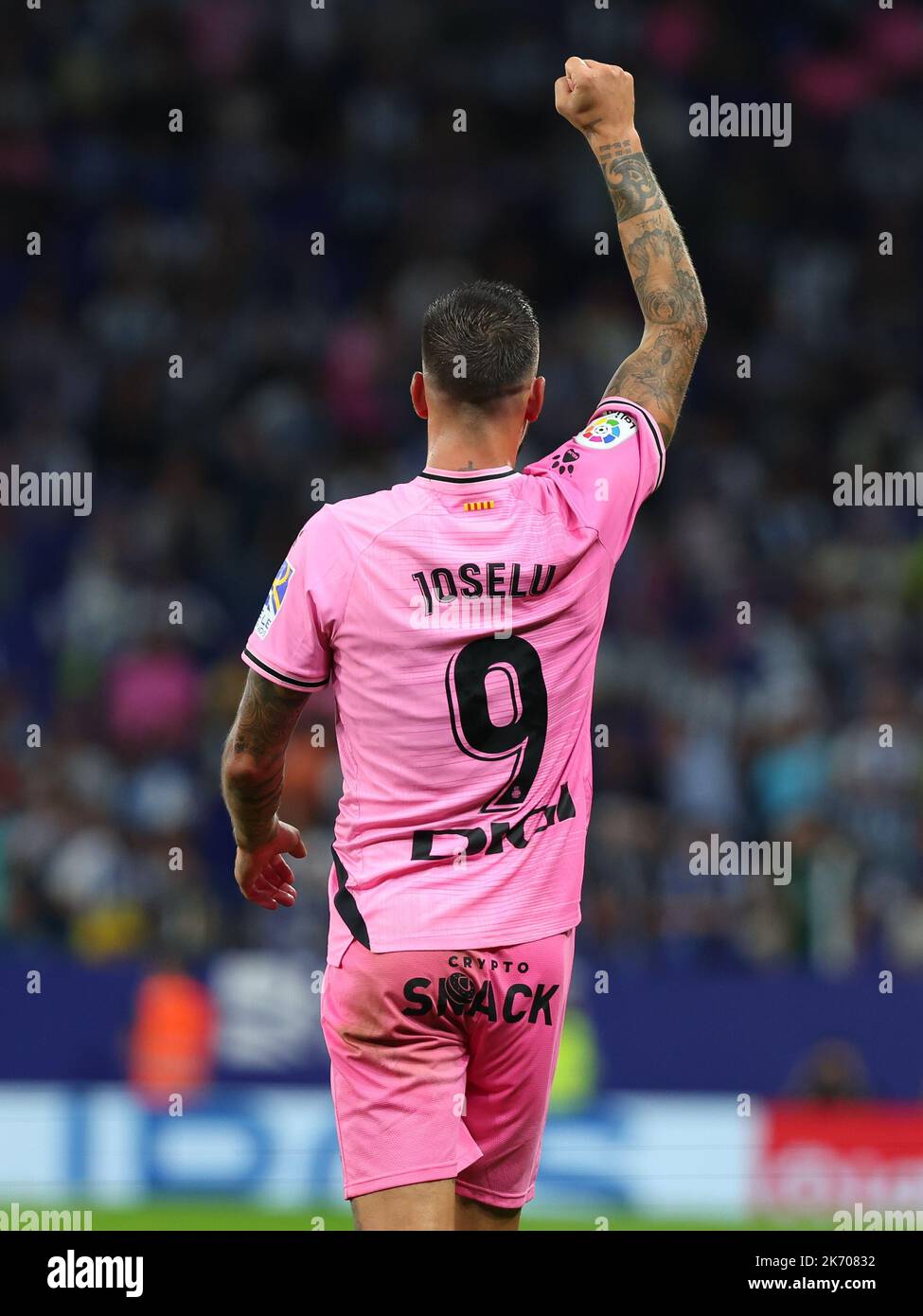 Joselu of RCD Espanyol celebrate a goal during the La Liga match between  RCD Espanyol and Valladolid CF at RCDE Stadium in Barcelona, Spain Stock  Photo - Alamy