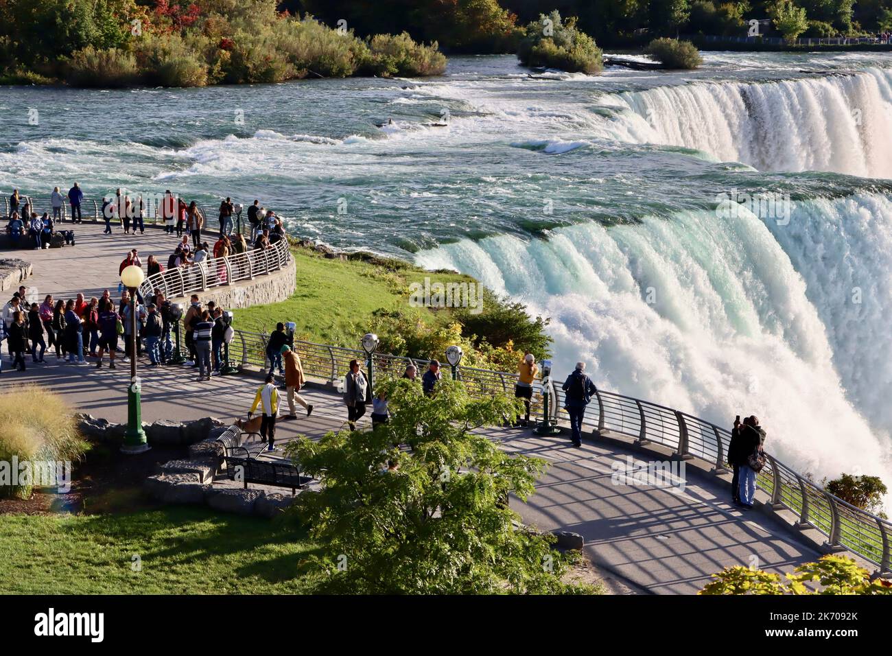 Spectators at the American Falls of Niagara Falls Stock Photo