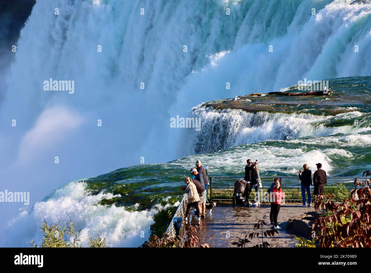 Spectators at the American Falls of Niagara Falls Stock Photo