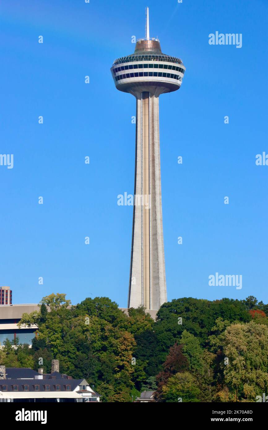 Skylon Tower on the Canadian side of Niagara Falls seen from the American side Stock Photo