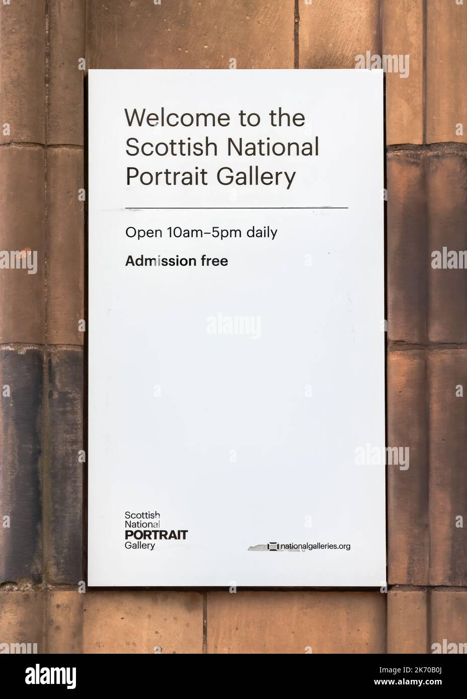 Sign outside the Scottish National Portrait Gallery, Edinburgh Stock Photo