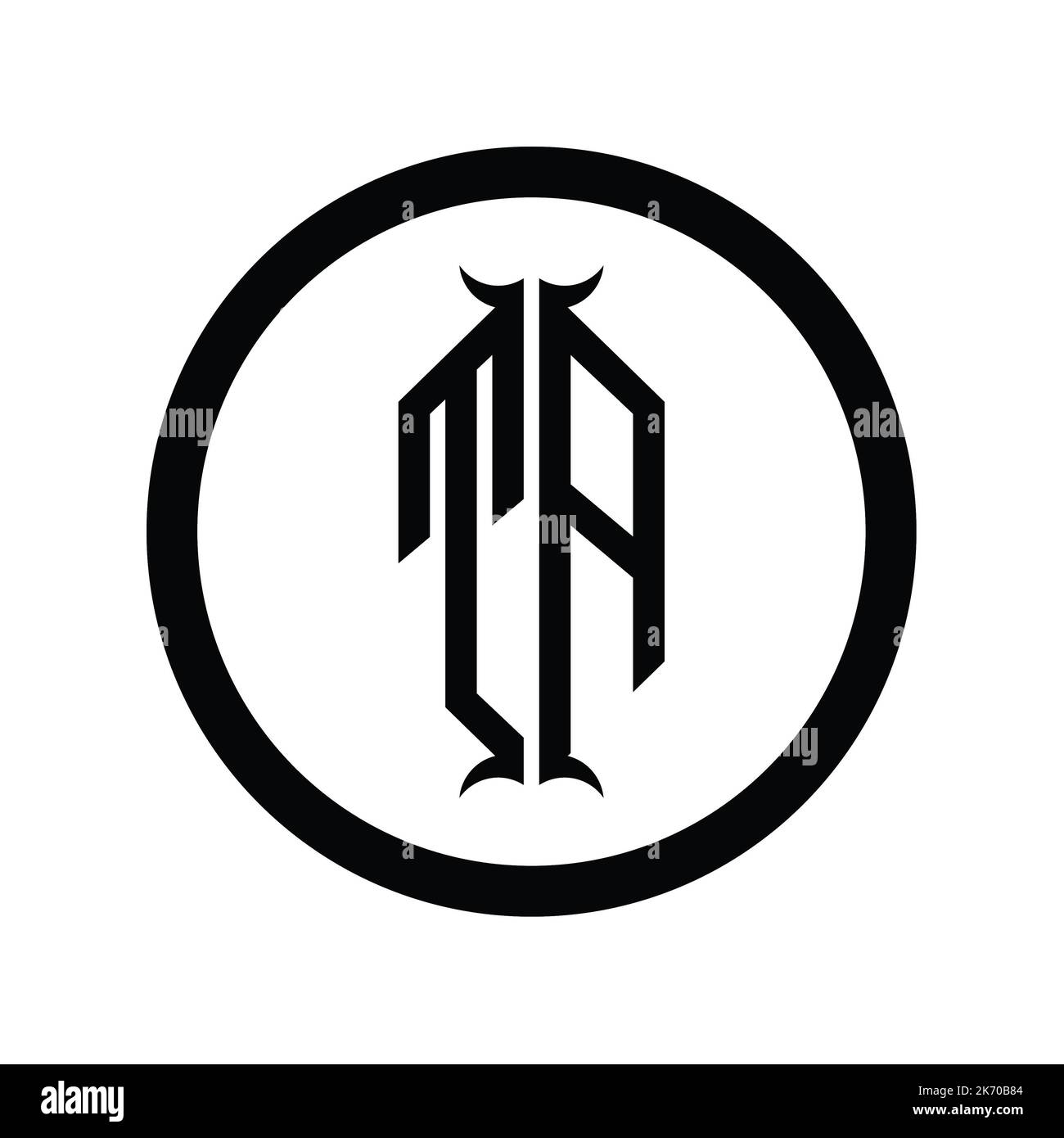 AT Logo monogram letter with hexagon horn shape design template Stock ...