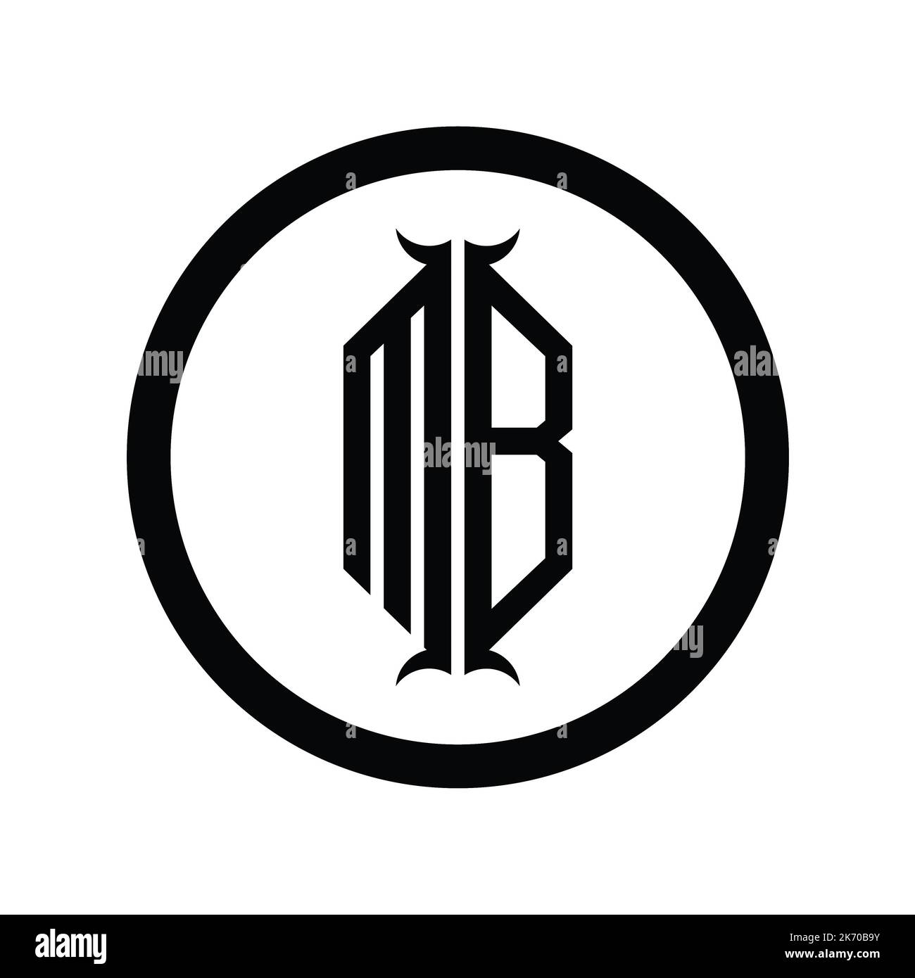 BM Logo monogram letter with hexagon horn shape design template Stock ...