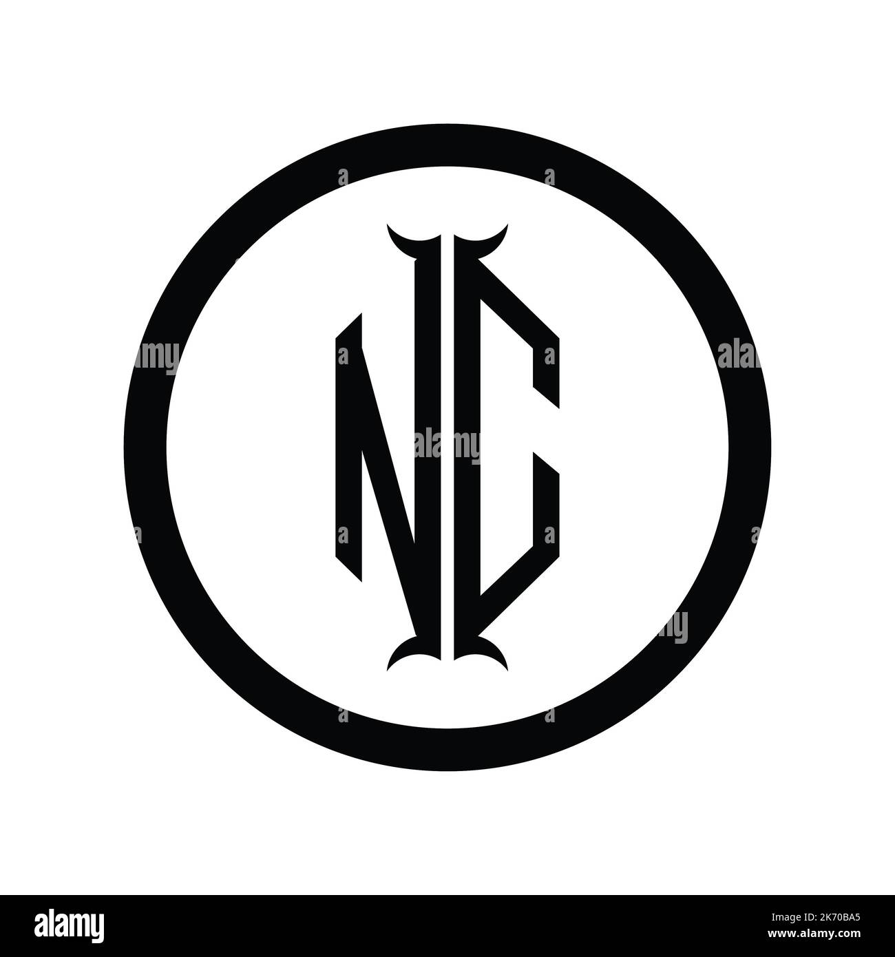 CN Logo monogram letter with hexagon horn shape design template Stock ...