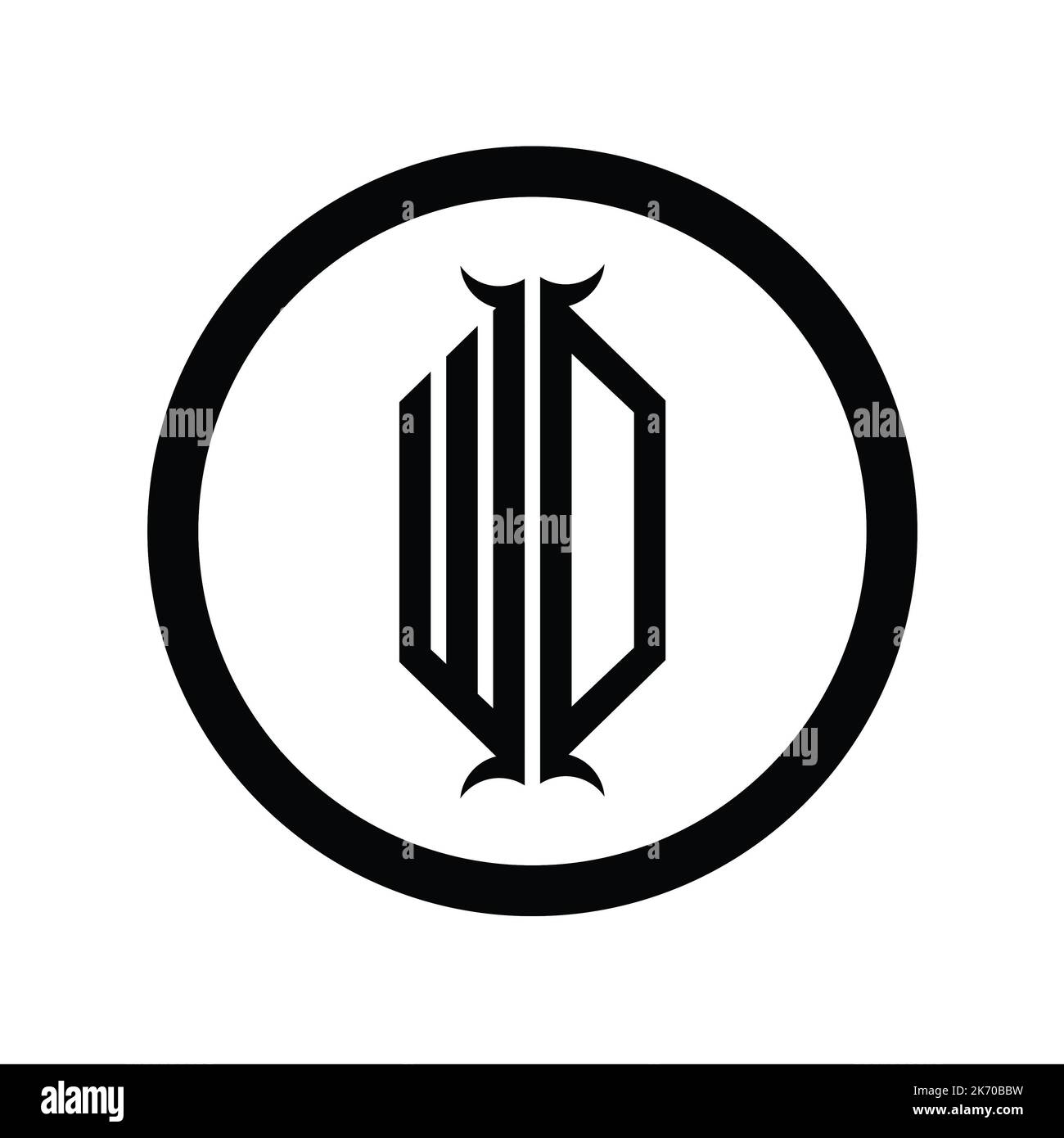 DW Logo monogram letter with hexagon horn shape design template Stock ...