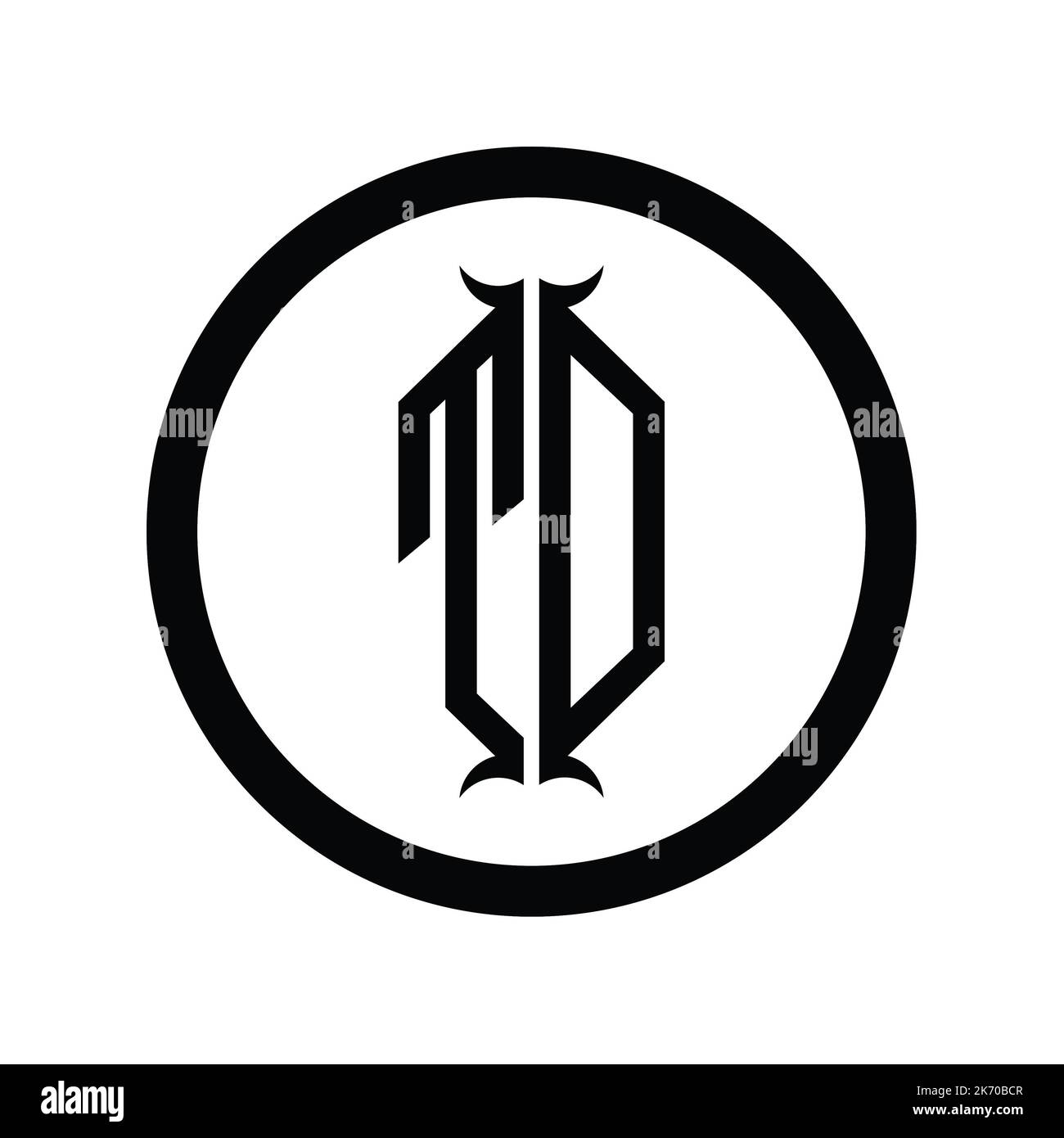 DT Logo monogram letter with hexagon horn shape design template Stock ...