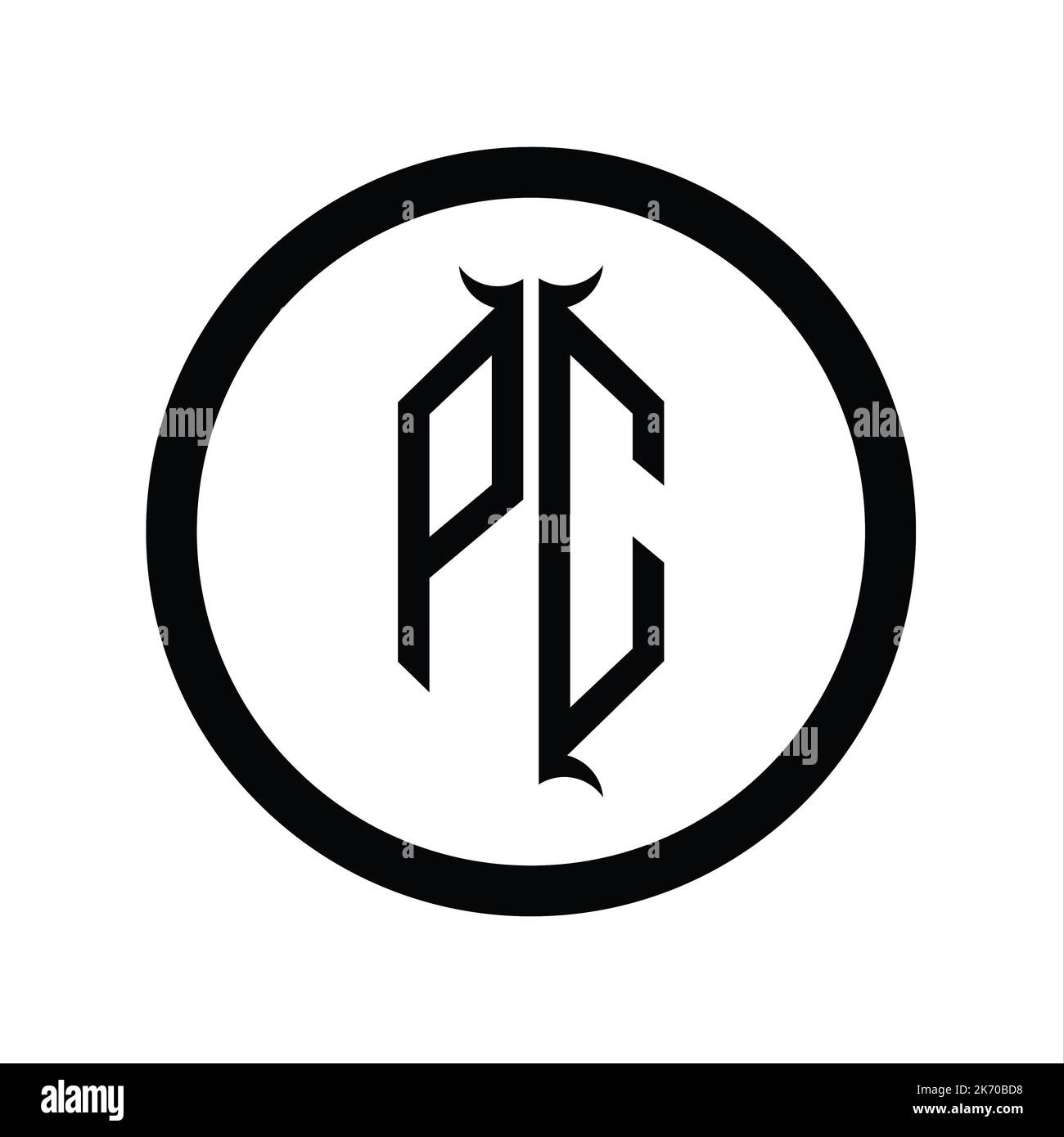 CP Logo monogram letter with hexagon horn shape design template Stock ...