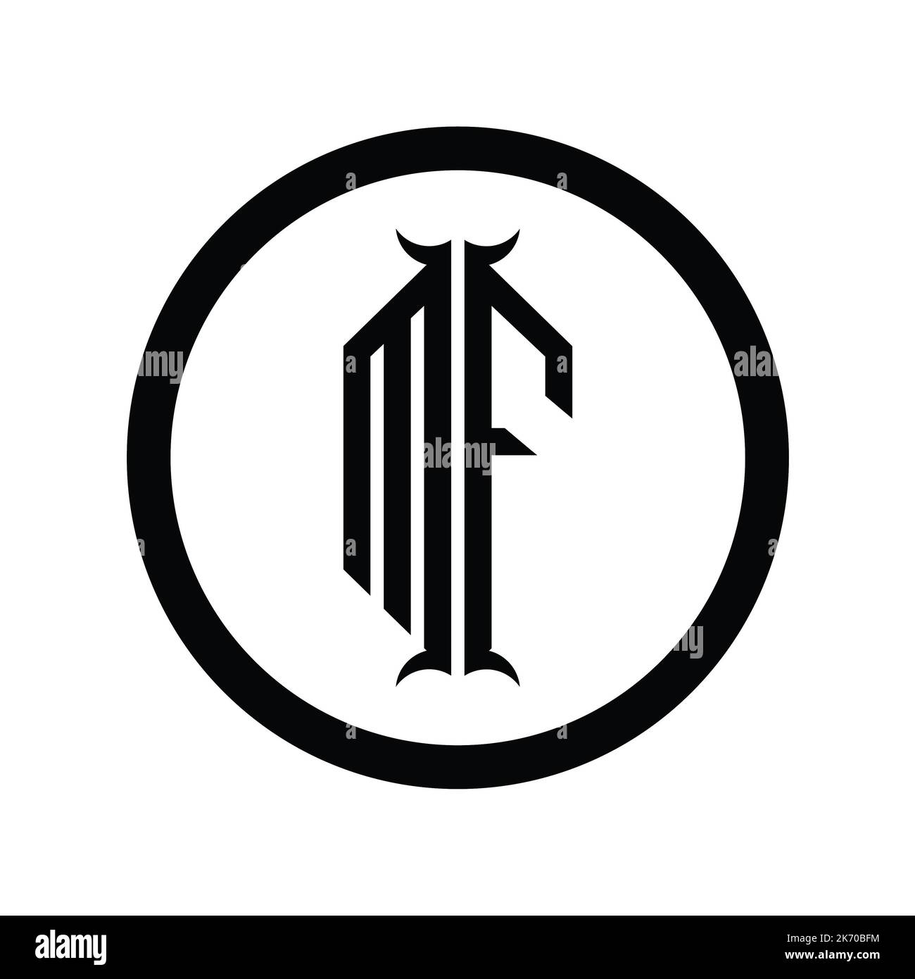 FM Logo monogram letter with hexagon horn shape design template Stock Photo