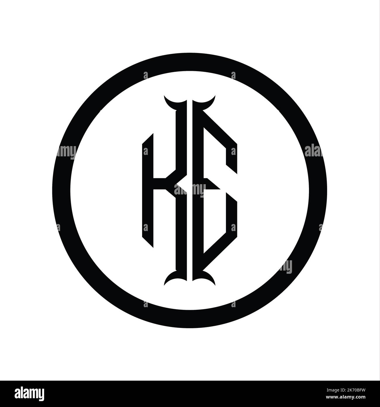 EK Logo monogram letter with hexagon horn shape design template Stock ...