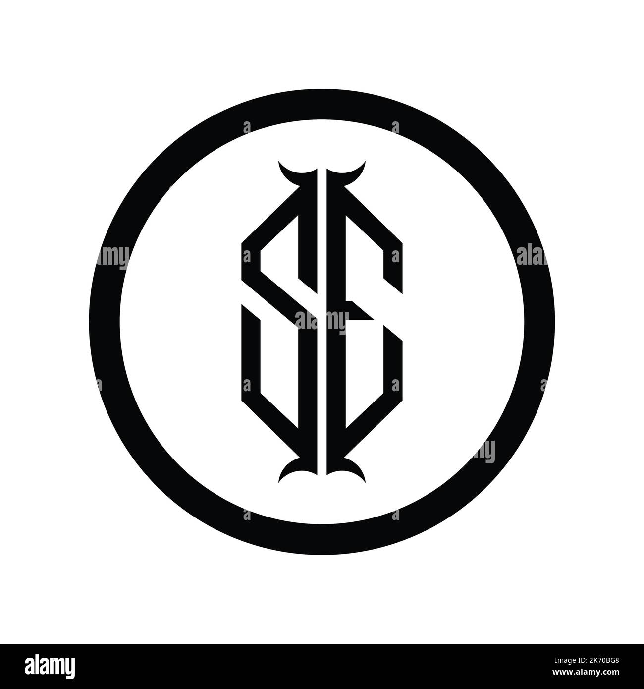 ES Logo monogram letter with hexagon horn shape design template Stock ...