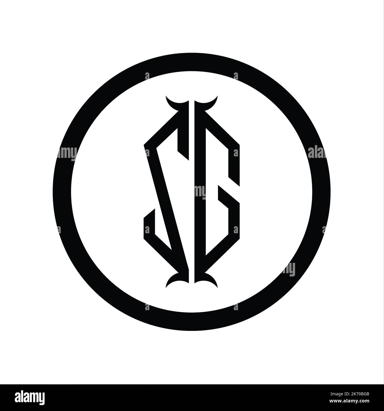 GZ Logo monogram letter with hexagon horn shape design template Stock Photo