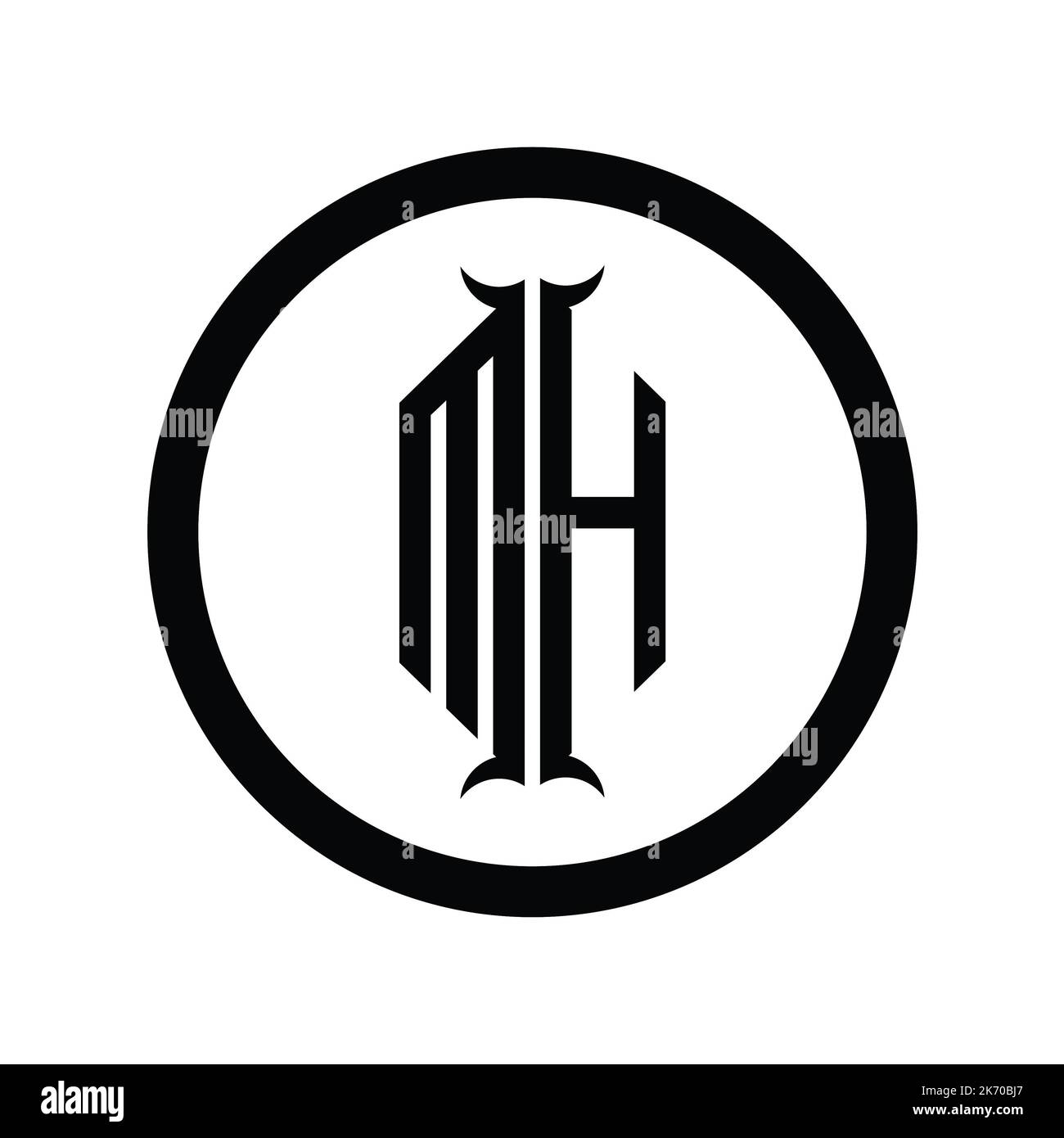 HM Logo monogram letter with hexagon horn shape design template Stock Photo