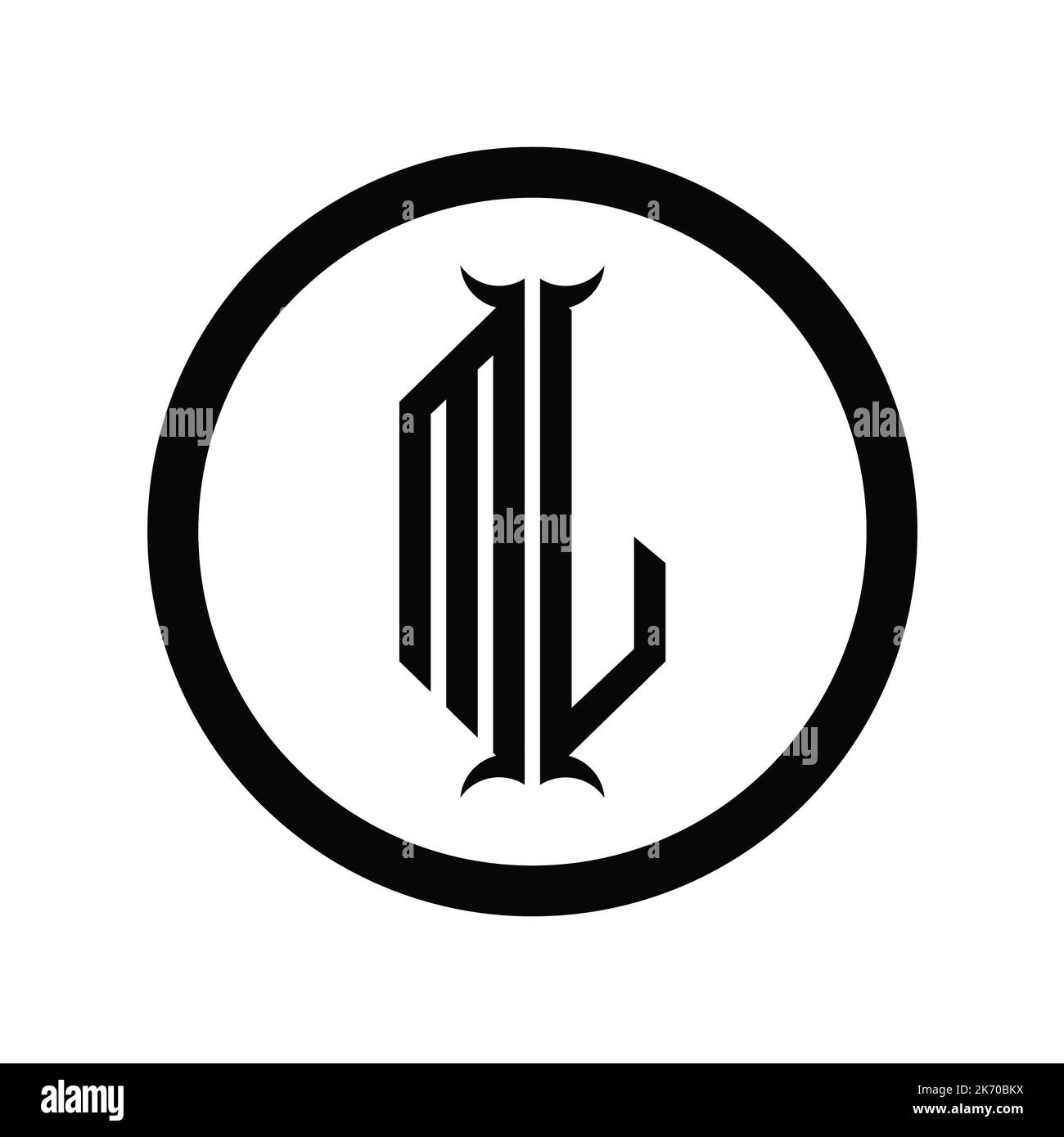 LM Logo monogram letter with hexagon horn shape design template Stock Photo