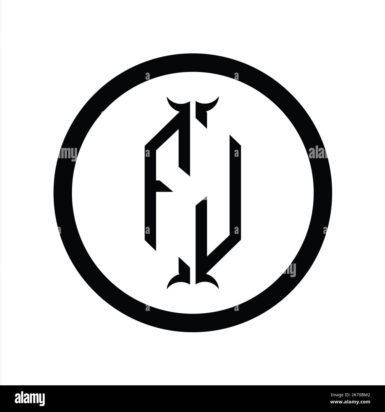 JF Logo monogram letter with hexagon horn shape design template Stock ...