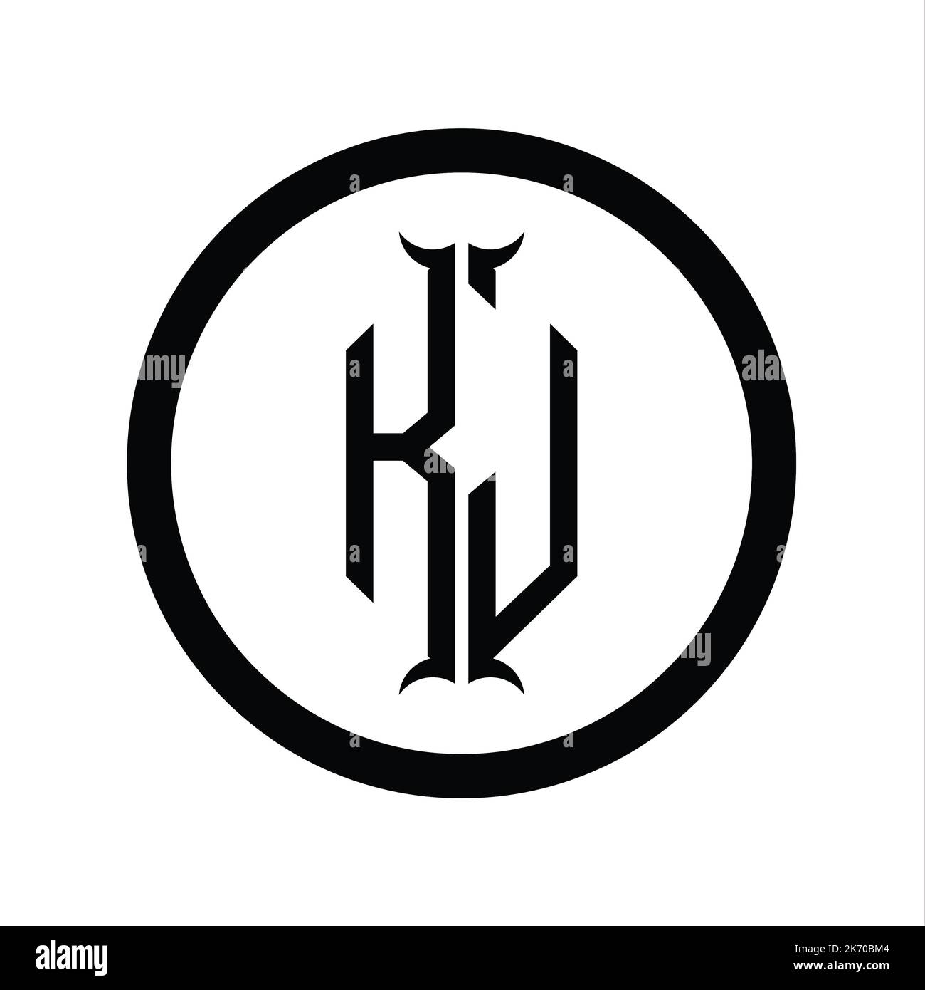 JK Logo monogram letter with hexagon horn shape design template Stock ...