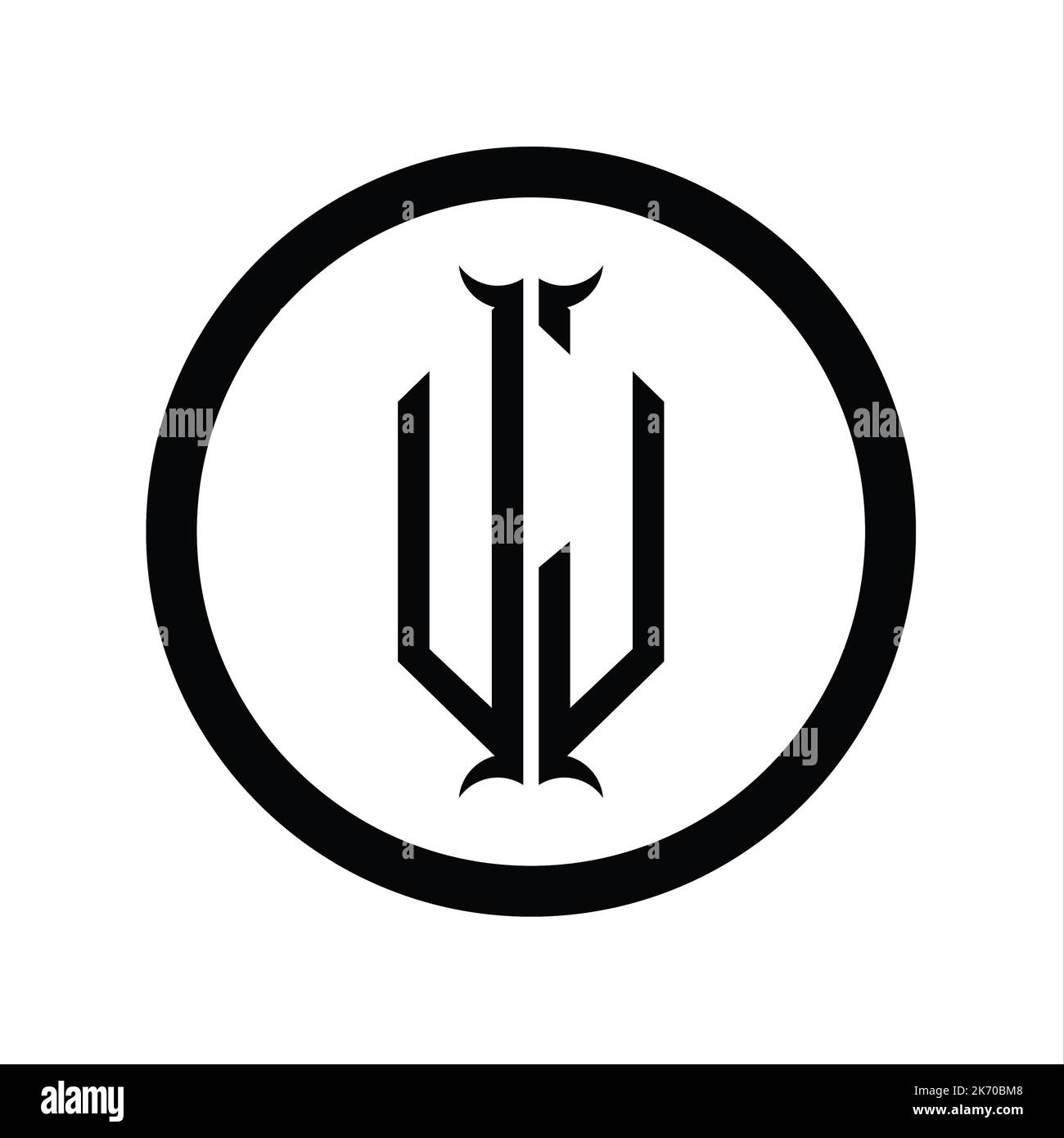 JU Logo monogram letter with hexagon horn shape design template Stock ...
