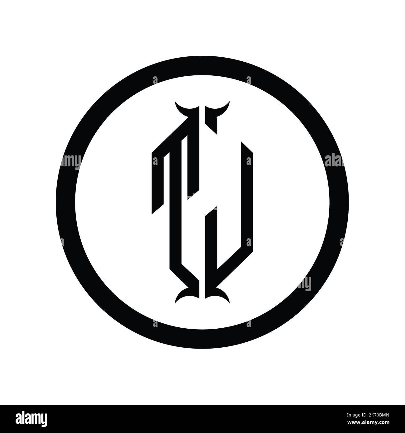 JT Logo monogram letter with hexagon horn shape design template Stock ...