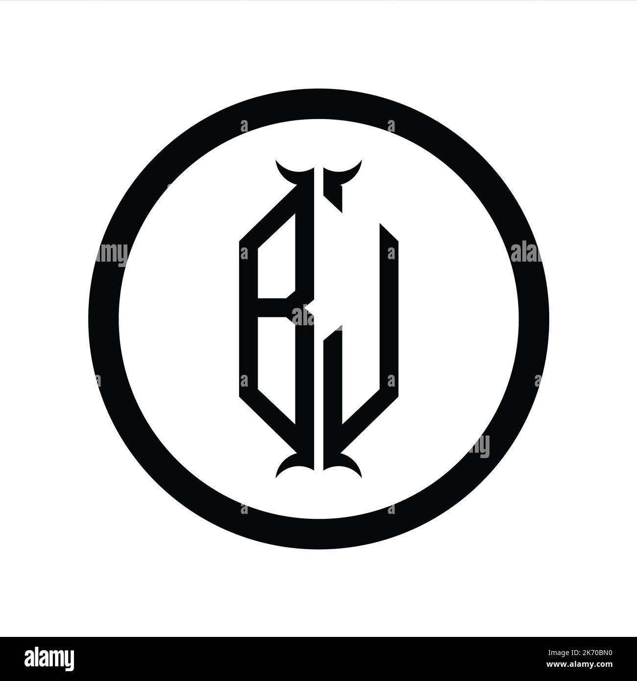 JB Logo monogram letter with hexagon horn shape design template Stock ...