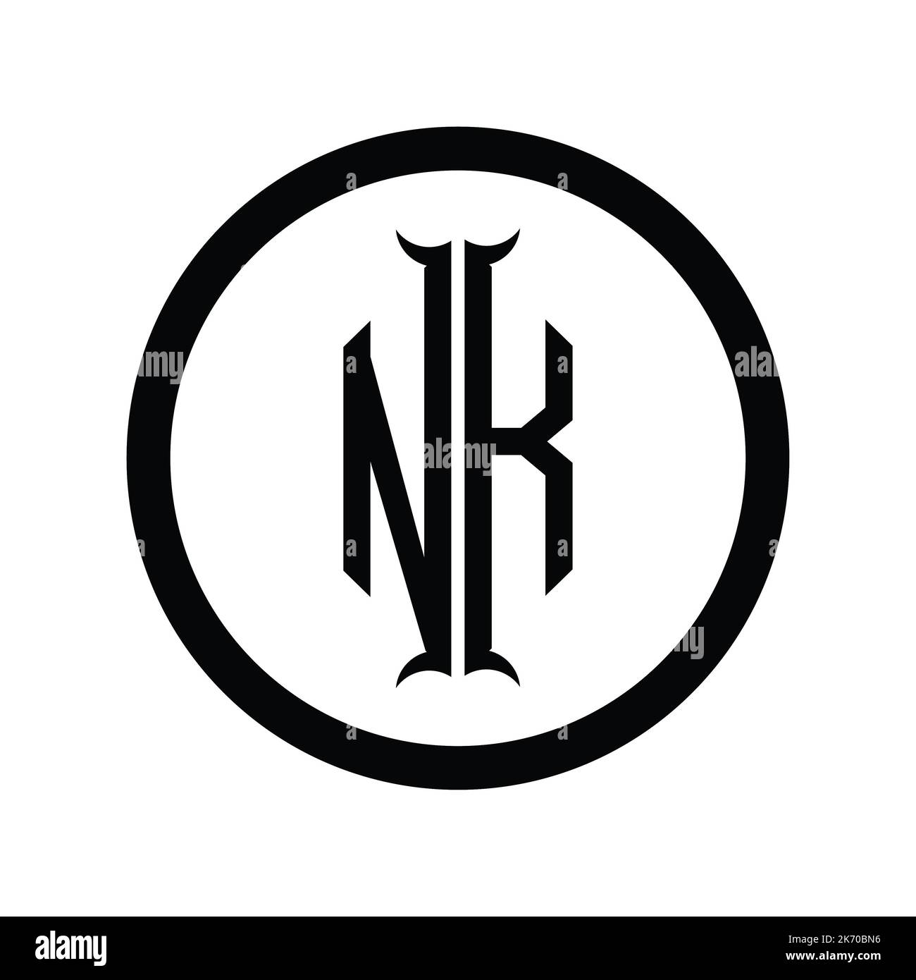 KN Logo monogram letter with hexagon horn shape design template Stock ...