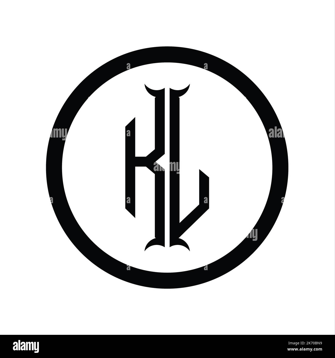 LK Logo monogram letter with hexagon horn shape design template Stock ...