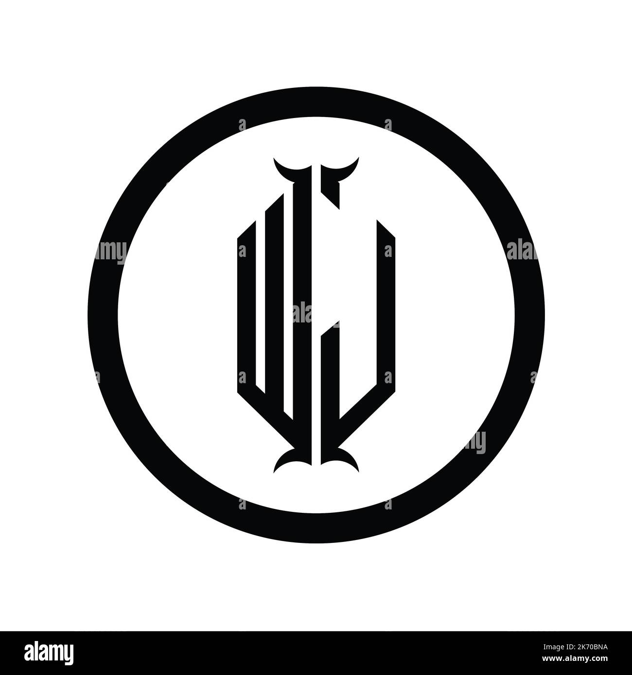 JW Logo monogram letter with hexagon horn shape design template Stock ...