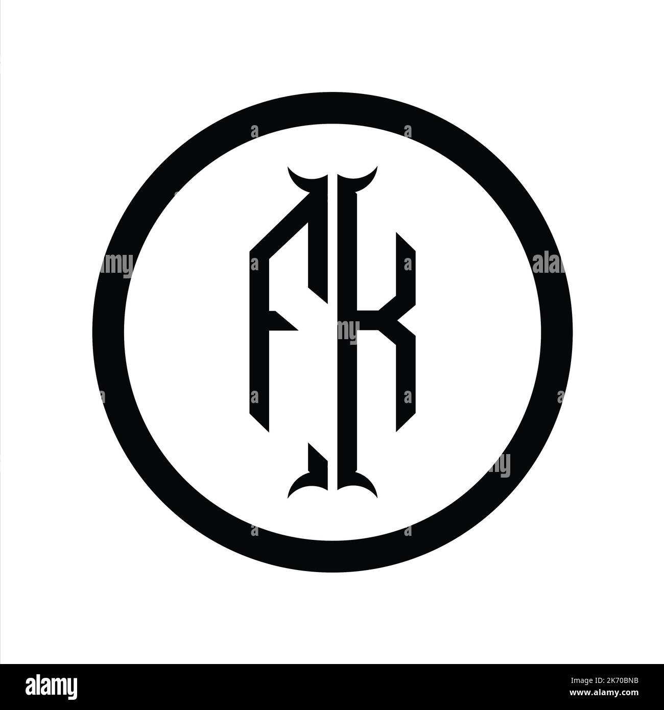 KF Logo monogram letter with hexagon horn shape design template Stock ...