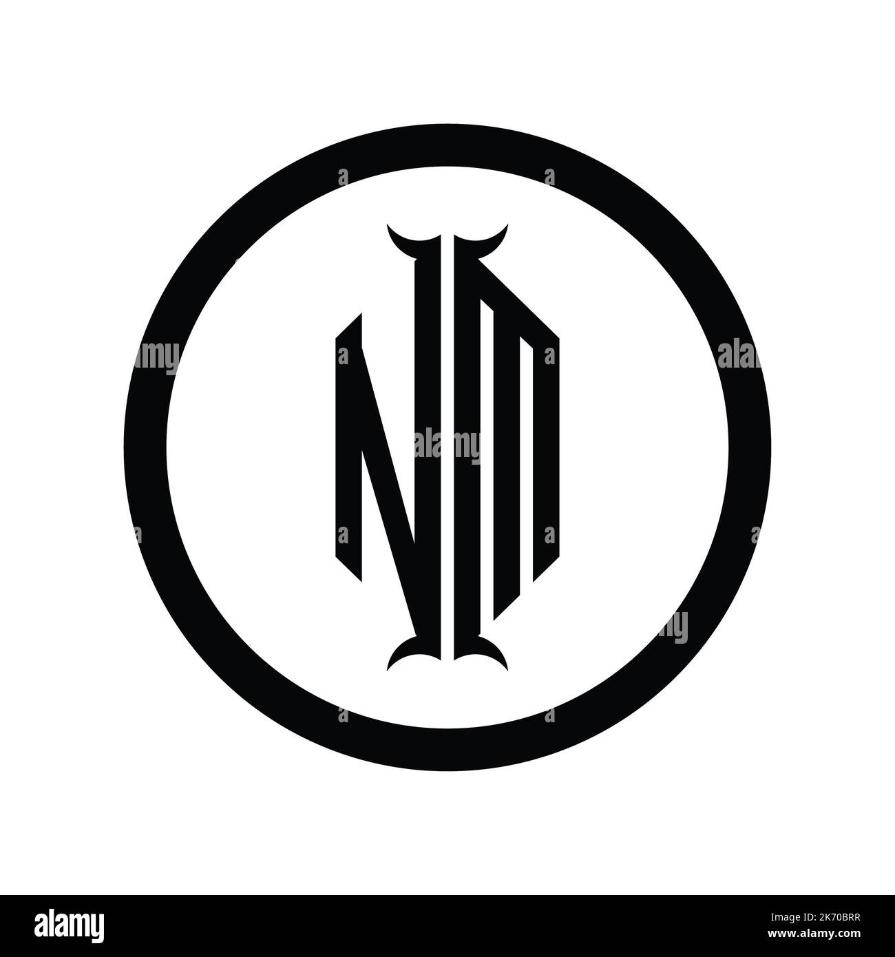 MN Logo monogram letter with hexagon horn shape design template Stock ...