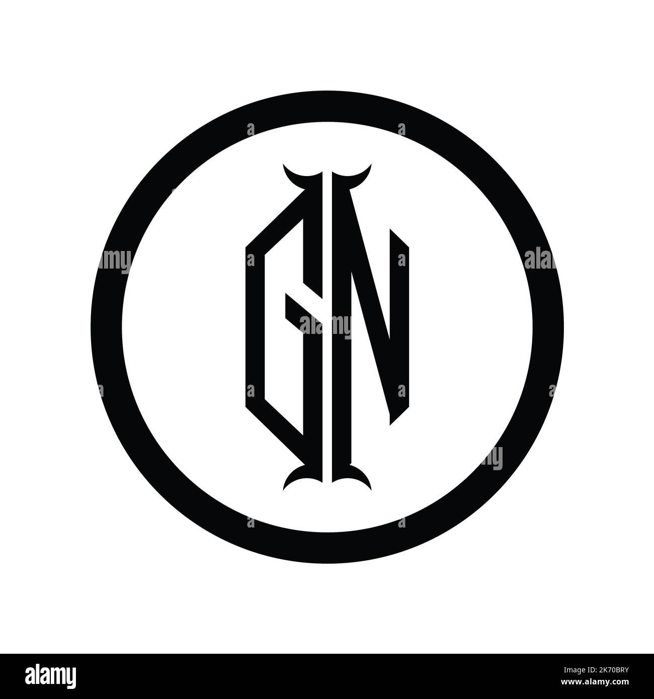 NG Logo monogram letter with hexagon horn shape design template Stock ...