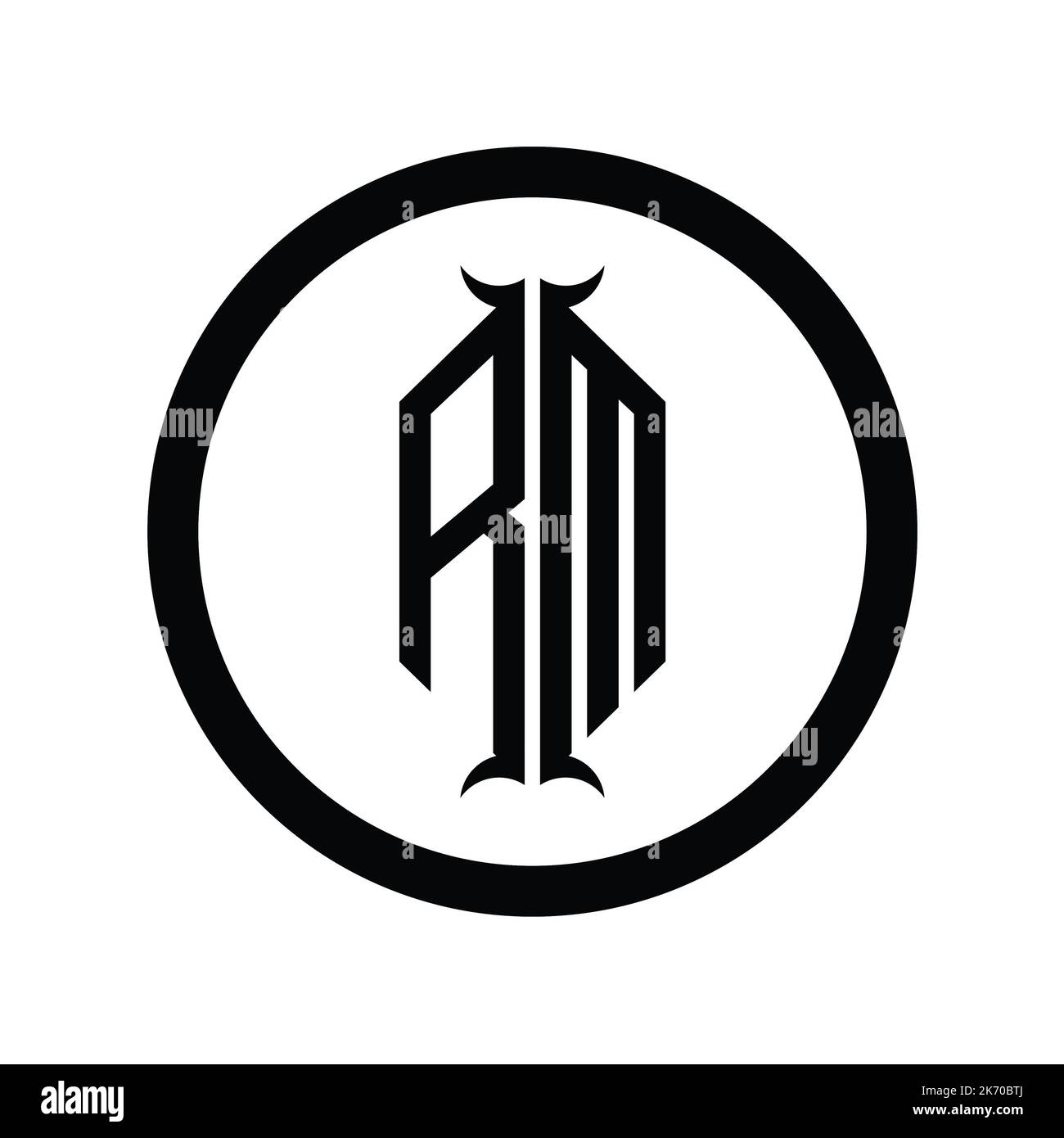 MR Logo monogram letter with hexagon horn shape design template Stock ...