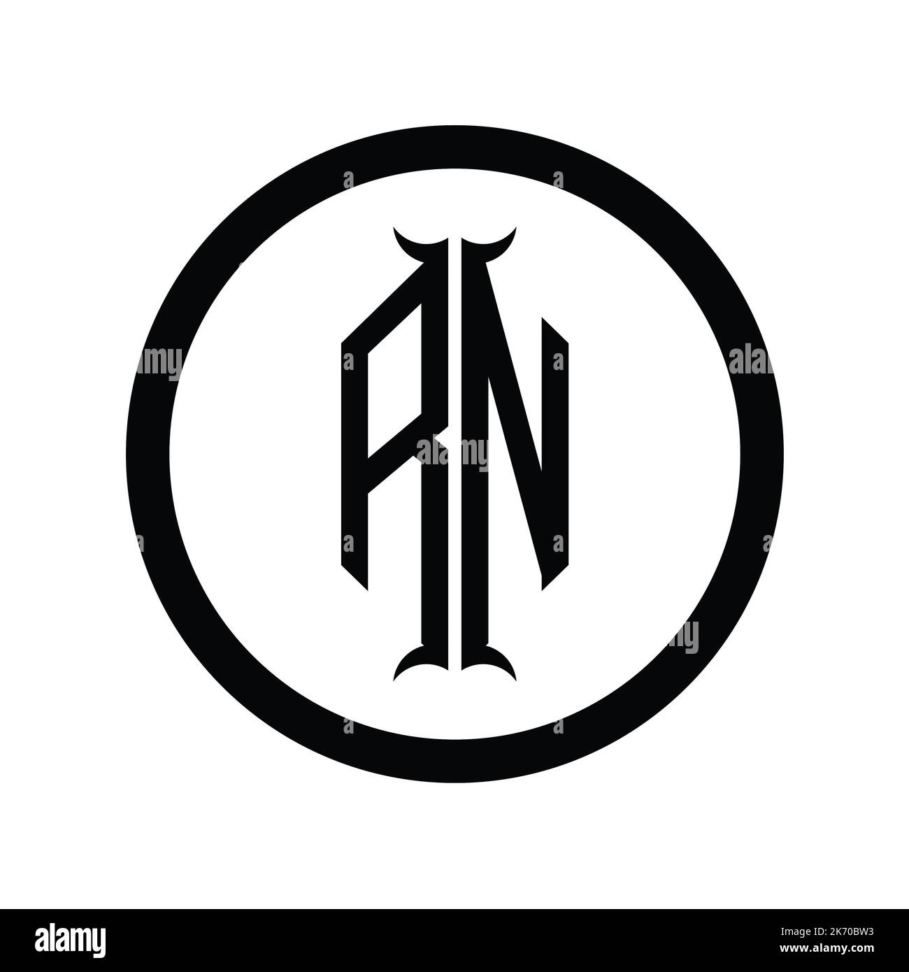NR Logo monogram letter with hexagon horn shape design template Stock ...