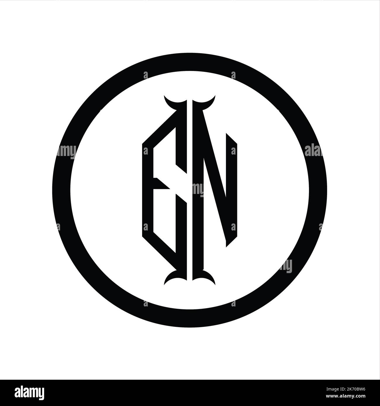NE Logo monogram letter with hexagon horn shape design template Stock ...