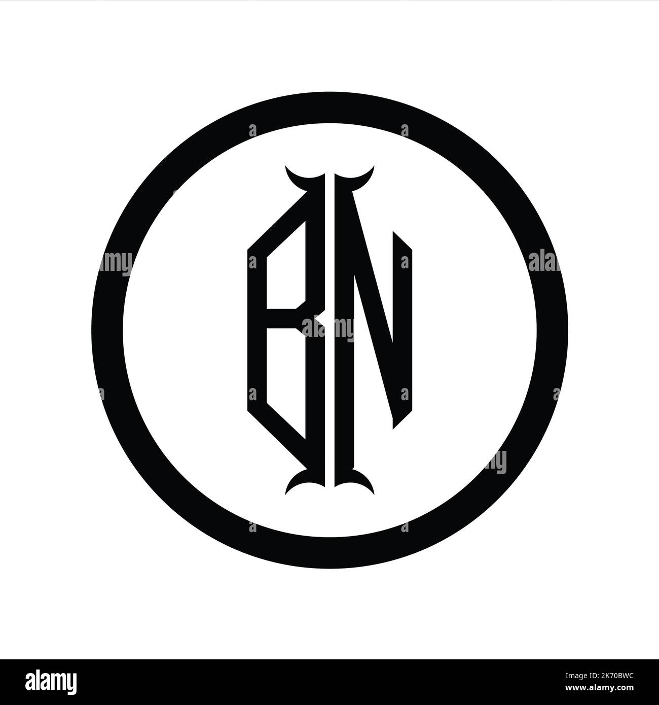 NB Logo monogram letter with hexagon horn shape design template Stock ...