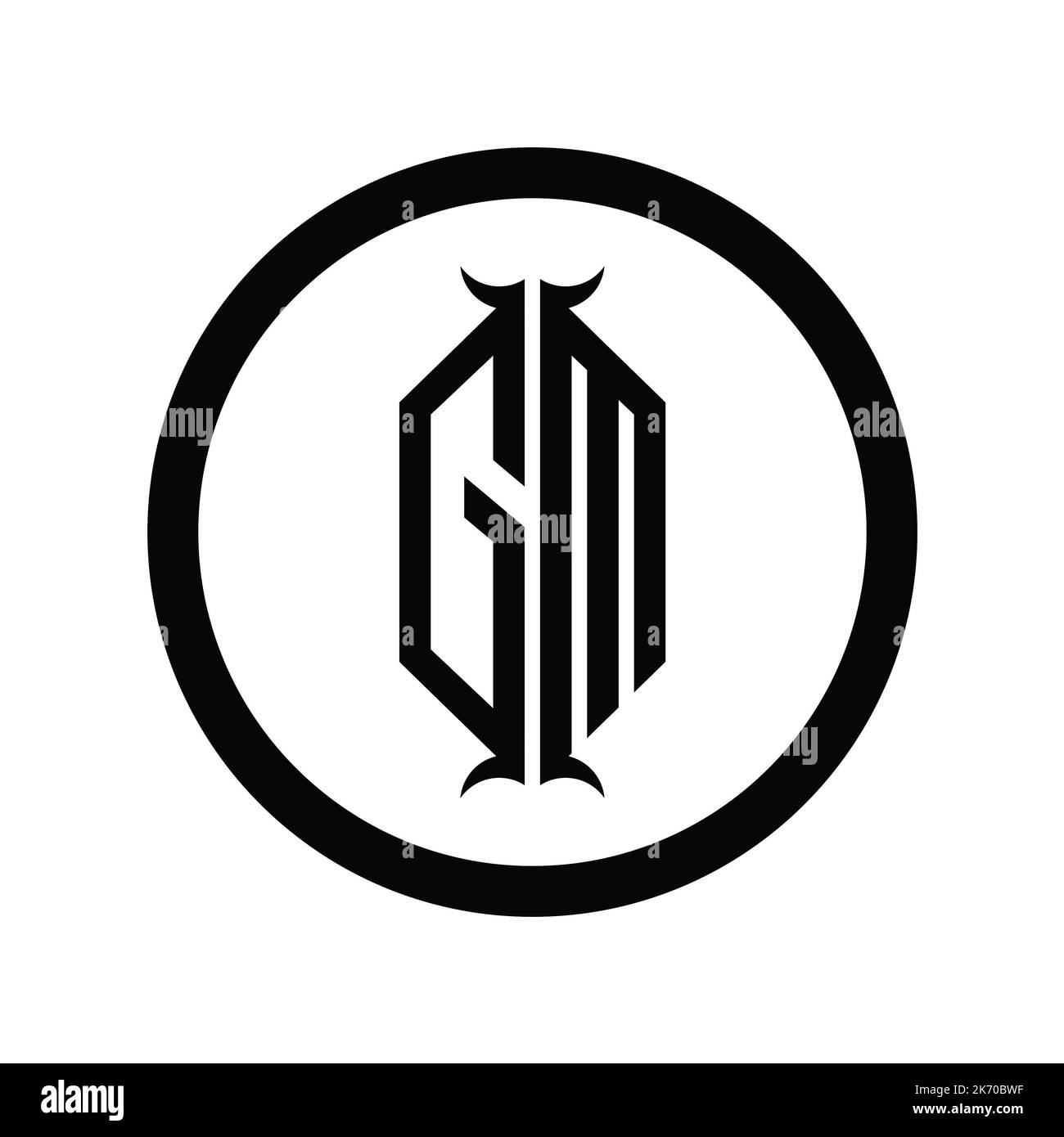 MG Logo monogram letter with hexagon horn shape design template Stock ...