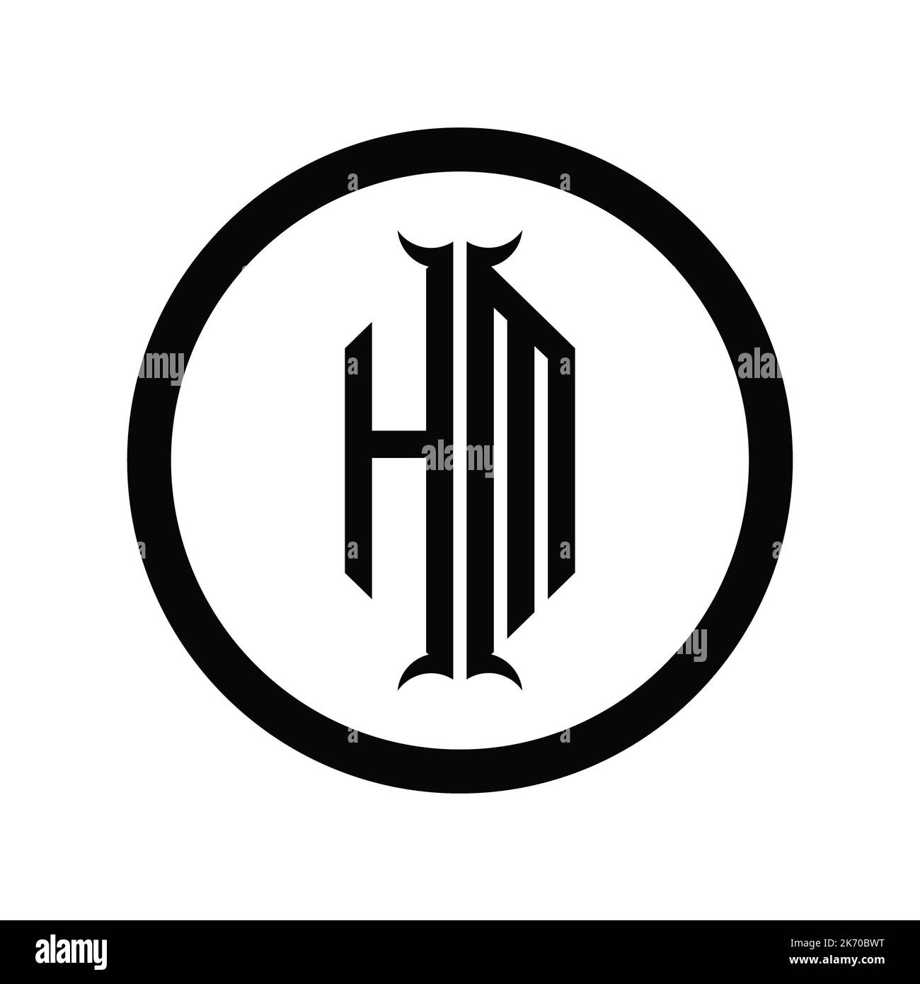 MH Logo monogram letter with hexagon horn shape design template Stock ...